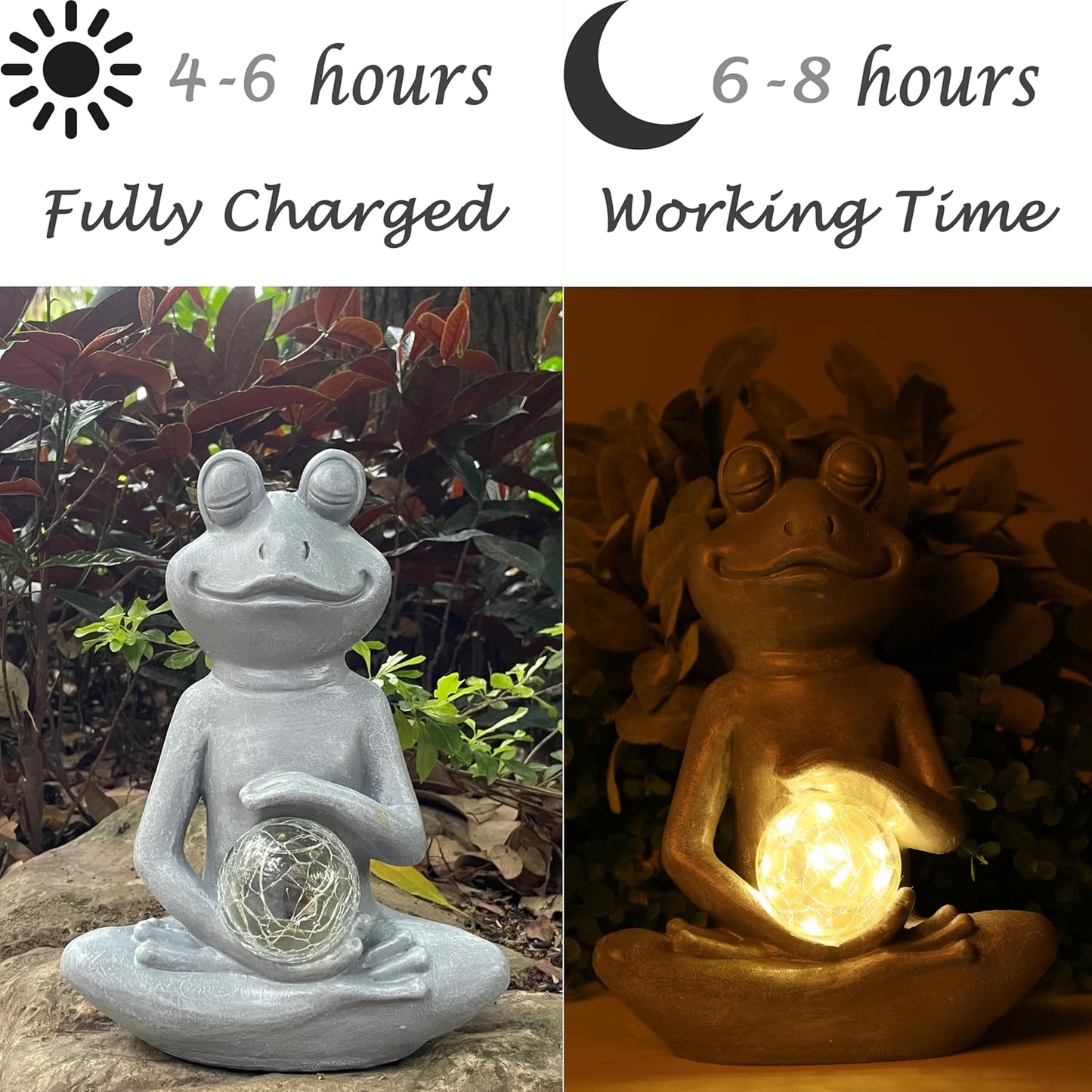 Solar Frog Garden Figurines Solar Lights Yoga Frog Statue for Outdoor Garden Patio Yard Frog Decor Gifts for Women Grandma Mother's Day Birthday Gifts-VerdiqueGarden