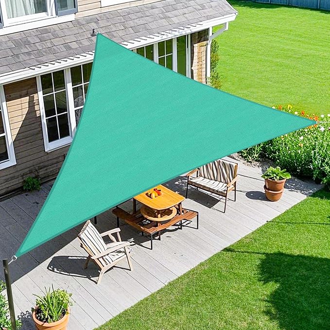 Amagenix Sun Shade Sail 7'X10'X12' Curved Edge Outdoor Shade Canopy Turquoise Breathable 95% UV Block Shade Cloth for Patio Garden Backyard (We Make Custom Size)-VerdiqueGarden