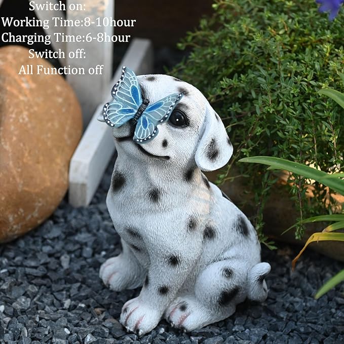 Dog Garden Figurines Outdoor Decor Solar Statue with LED Lights for Patio Lawn Yard Art Decoration Housewarming Garden Gift-VerdiqueGarden