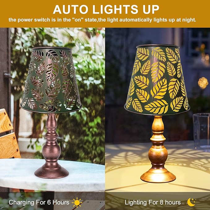 Pearlstar Solar Table Lamps - Leaf Garden Waterproof Cordless Solar Table Lamps for Patio Garden Pathway Yard-VerdiqueGarden