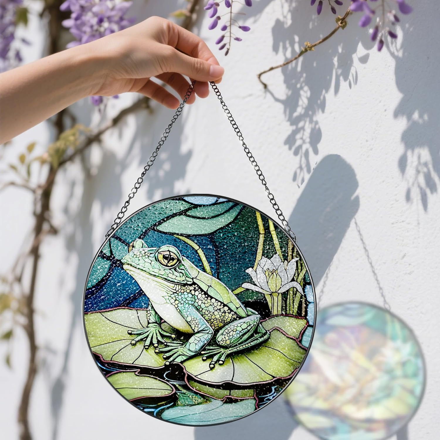 Stained Glass Window Hanging, Stained Glass Suncatcher, Frog Sun Catcher, Window Hanging Decor, Frog Lover Gift, Gifts for Fathers Day or Mathers Day, Christmas or Birthday Gift, Gifts for Friend-VerdiqueGarden
