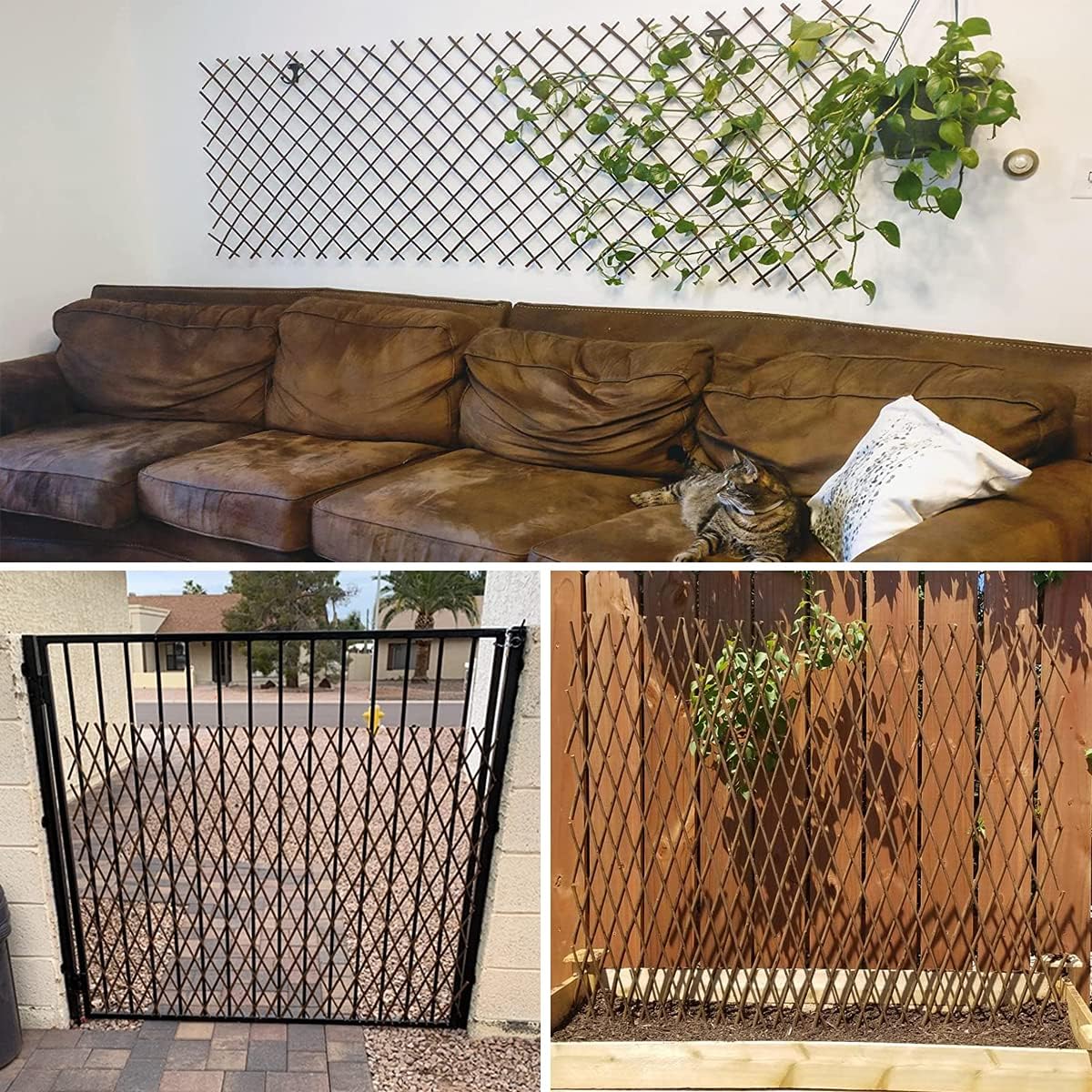 Expandable Willow Trellis for Climbing Plants Outdoors,Nature Garden Fence Lattice Panels for Outside Plant Support for Vine, Ivy, Rose, Cucumbers, Clematis 36x92 Inch(4PC)-VerdiqueGarden