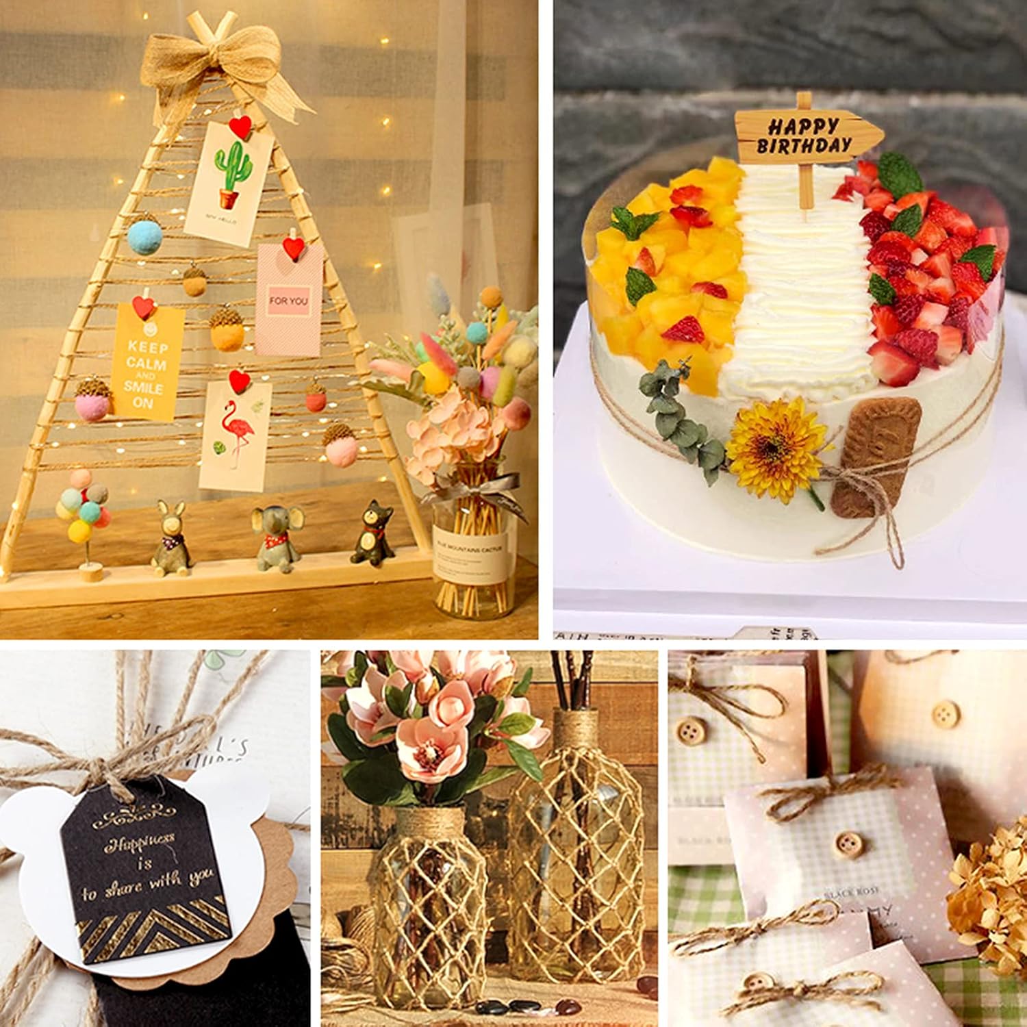 Anvin Cotton Twine - Natural Jute Packing & Wrapping Twines (Black, White) - 984 Feet, 10 Ply, 2mm Thick - Ideal for Bakers, Butchers, Arts & Crafts, Gardening - Pack of 3-VerdiqueGarden