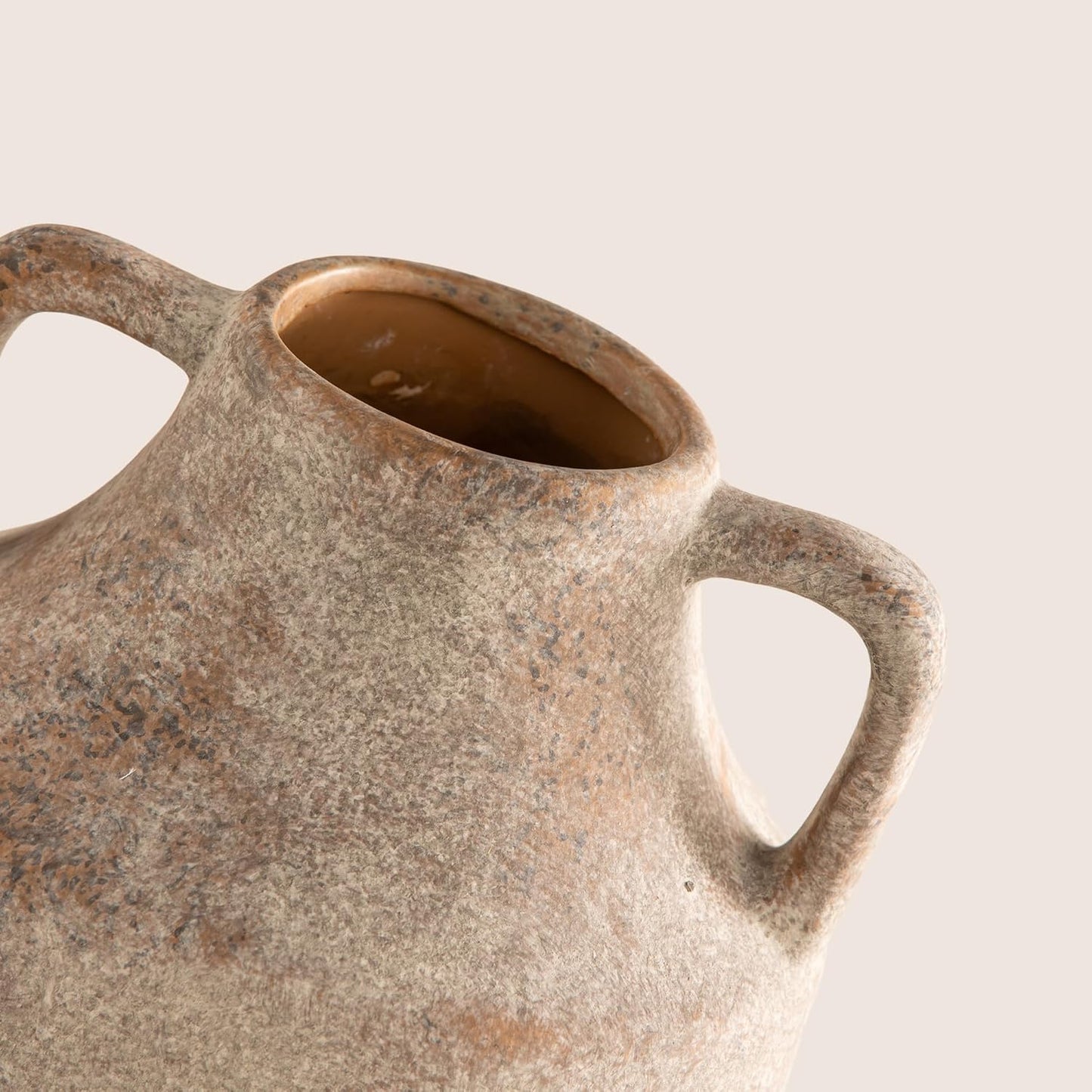 Mitt&Ditt Ceramic Flower Vase with Handles, 8 inch Tall Off-White Vase, Decorative Terracotta Vases, Farmhouse Rustic Pottery Vases for Home Decor, Living Room, Table-VerdiqueGarden