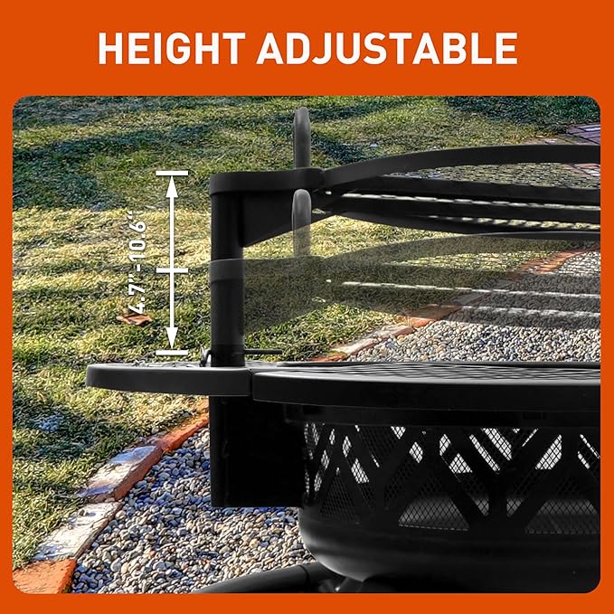 Red Mountain Valley 47" Outdoor Fire Pit with Adjustable Grill, 2-in-1 Metal Outdoor Fireplaces, Large Patio Wood Burning Fire Pits for Outside, Ideal for Backyard, Patio, Party-VerdiqueGarden