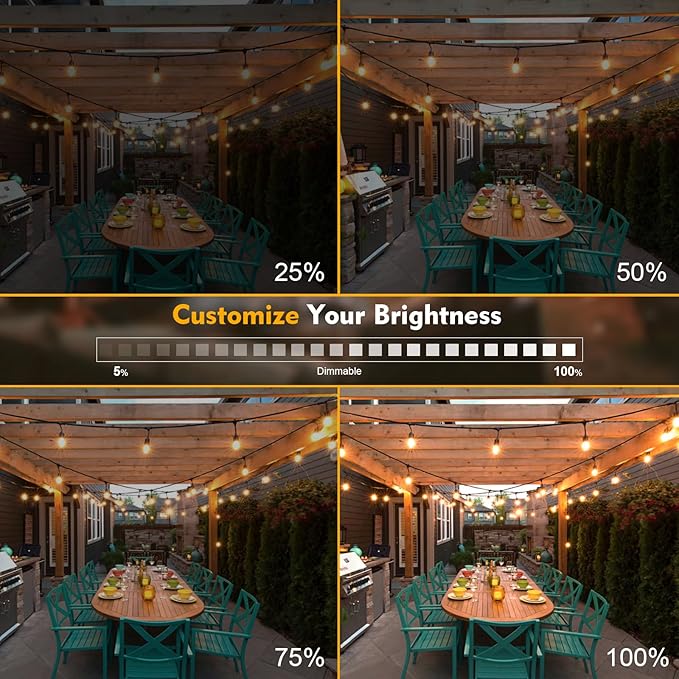 24 Pack LED S14 Replacement Light Bulbs, Waterproof 1W Vintage Edison Bulbs for Outdoor Patio Backyard String Lights, Dimmable, E26 Regular Medium Screw Base, 2200K Warm White-VerdiqueGarden