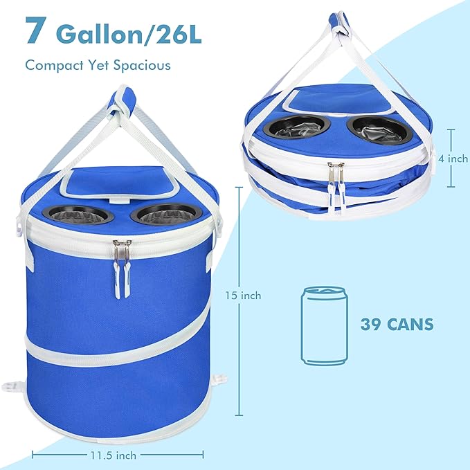 Tirrinia Large Pop-Up Golf Cooler Bag- Insulated Collapsible Cooler with Flat Drink Table for Golf Cart, Lightweight and Portable Ice Beach Cooler for Travel, Fishing, Picnics, Hiking, Camping-VerdiqueGarden