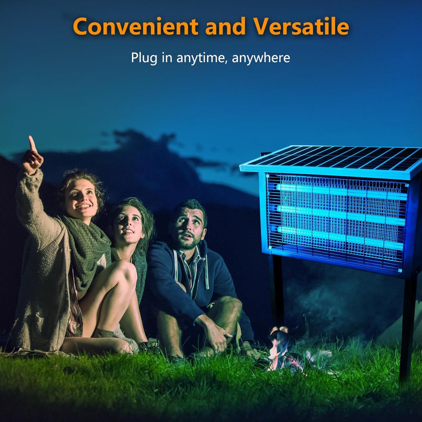 Powerful Super Large Solar Bug Zapper Outdoor for 8000 sq.ft, Poartable Rechargeable Mosquito Zapper with High Powered, Cordless Solar Zapper for Patio Garden Backyard RV Camping with 30W Solar Panel-VerdiqueGarden