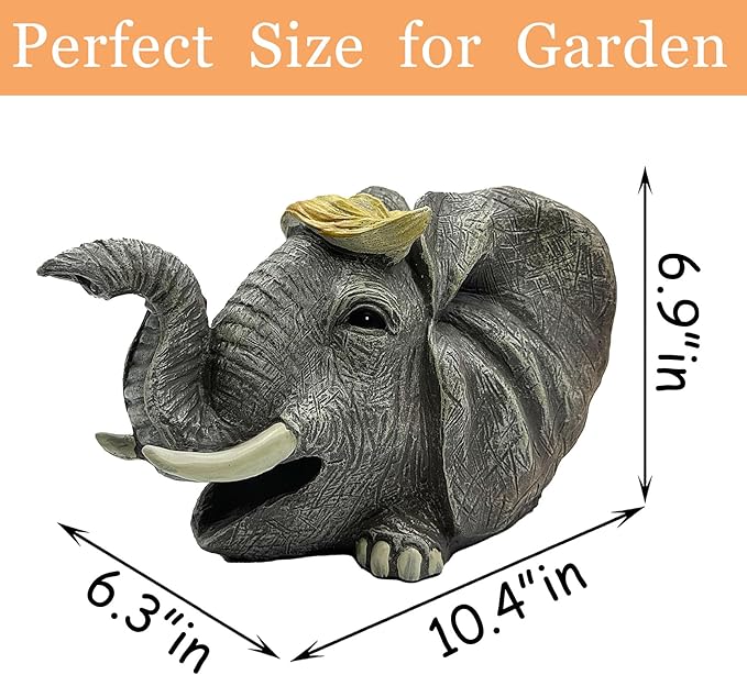 Teaeeno Elephant Decor Statue Gutter Downspout Extension Decorative,Animal Statue Outdoor Decor,3"×4" Rain Gutter Downspout Splash Block,Garden Splash Block Outdoor Sculpture,Rain Downspout Diverter-VerdiqueGarden