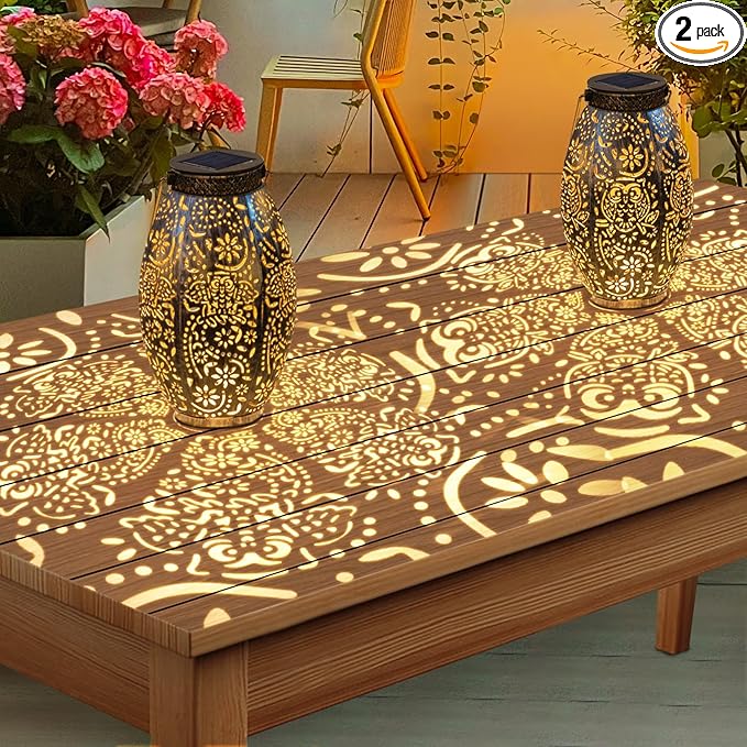 2Pack Owl Solar Outdoor Lanterns Waterproof, Large Decorative Garden Solar Lights for Table, Patio, Yard, Lawn Ornaments, Birthday Mothers' Day Gifts for Mom Dad ( Antique Bronze)-VerdiqueGarden