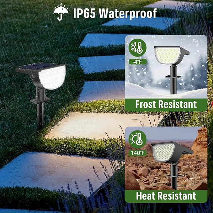 Solar Lights Outdoor Waterproof IP65, 76 LED 3 Lighting Modes Solar Spot Lights Outdoor Yard Garden Landscape Pathway (Cool White, 4 Pack)-VerdiqueGarden