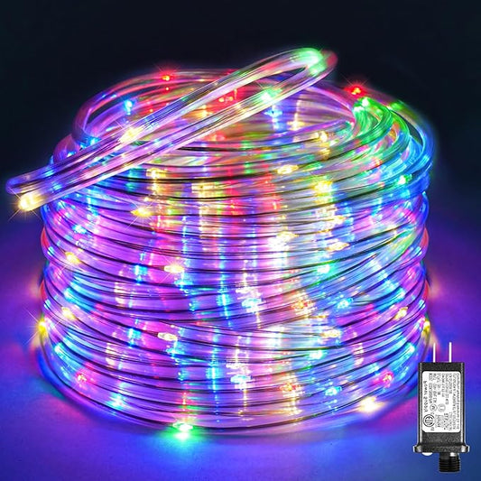 Rope Lights for Outside, 100FT 300 LED Plug in Christmas Lights Outdoor with Waterproof 8 Modes, Connectable String Light for Indoor House Patio Garden Party Easter Decorations, Multicolor-VerdiqueGarden