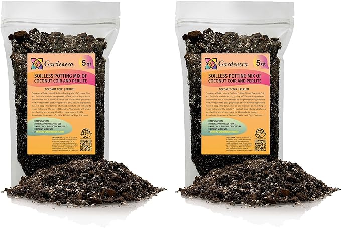 Premium Coco Coir and Perlite Potting Mix, Soil for Maximum Plant Growth, Perfect for Indoor and Outdoor Container Gardens by Gardenera - 10 Quart-VerdiqueGarden
