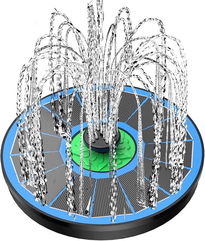 Solar Fountain Full Glass Panel No Battery, 3.5W Solar Bird Bath Fountains with 4 Fixed Rods & 7 Nozzles, Solar Fountain Pump for Bird Bath, Garden, Pond, Pool, Patio,Hummingbird-VerdiqueGarden