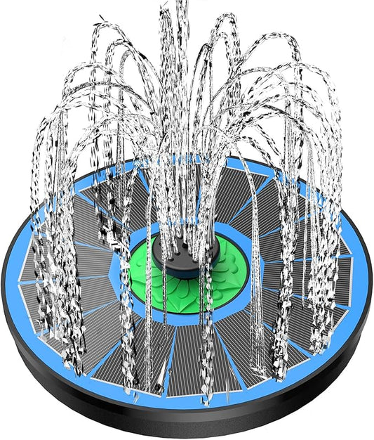 Solar Fountain Full Glass Panel No Battery, 3.5W Solar Bird Bath Fountains with 4 Fixed Rods & 7 Nozzles, Solar Fountain Pump for Bird Bath, Garden, Pond, Pool, Patio,Hummingbird-VerdiqueGarden