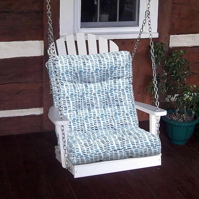 LVTXIII Outdoor Adirondack Chair Cushions, L42 x W21 x H4 Patio Tufted Low Back Cushions, Seasonal Replacement Rocking Chair Cushion for Home Garden Furnitue, Set of 2, Pebble Blue-VerdiqueGarden