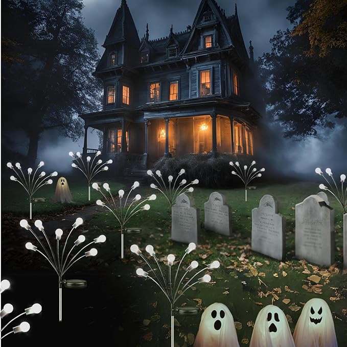 OZS 10pack 80LED Solar Garden Lights - Outdoor, Swaying Lights, Waterproof for Garden Pathway Decoration (Cool White)-VerdiqueGarden