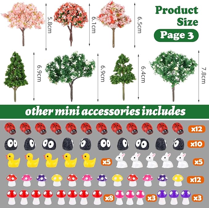 109 Pcs Fairy Garden Accessories Fairy Garden Kit Miniature Fairy Figurines Accessories Fairy Animals Decor Outdoor for DIY Garden Dollhouse-VerdiqueGarden