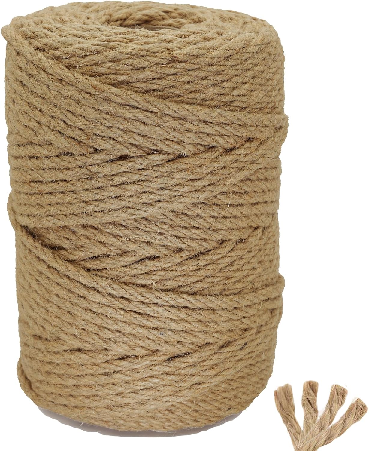 ARISKEY Natural Jute Twine 6mm,164ft Hemp Rope for Crafts Heavy Duty String for Gardening Purposes,Crafting and Packing Projects-VerdiqueGarden