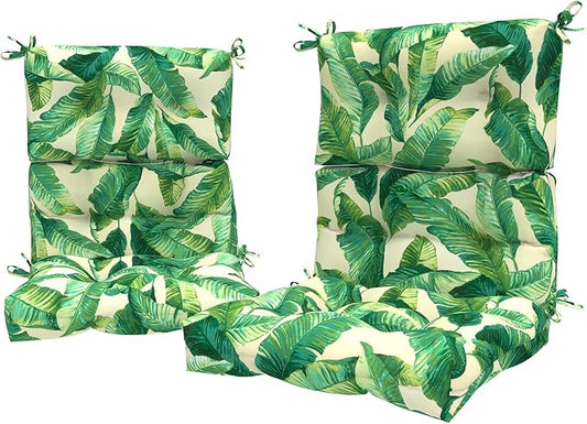 LVTXIII Outdoor Adirondack Chair Cushions, L44” x W22” x H4 Patio Tufted High Back Cushions, Seasonal Replacement Rocking Chair Cushion for Home Garden Furnitue, Set of 2, Swaying Palms Capri-VerdiqueGarden