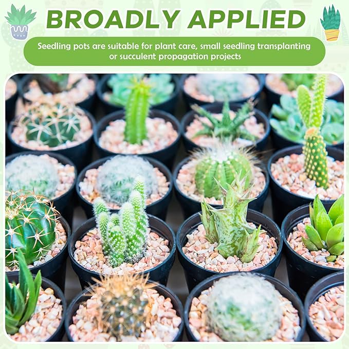 Yaomiao 200 Pcs 2 Inch Black Mini Plastic Plant Pot Nursery Seedling Pots Seed Starter with Drainage Holes for Indoor Outdoor Garden Succulent Plants Cuttings Transplanting-VerdiqueGarden