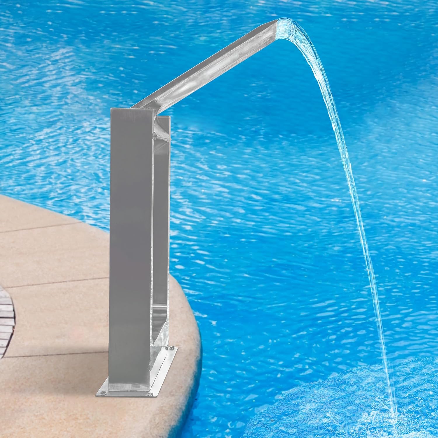 180° Rotating 304 Stainless Steel Waterfall Spillway, Swimming Pool & Garden Cascade Waterfall Fountain with Adjustable Spray Direction and Angle for Upscale Resorts, Luxury Residences-VerdiqueGarden