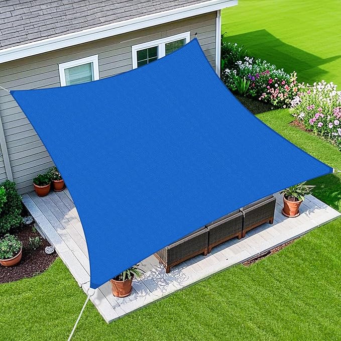 Amagenix Sun Shade Sail 8'X9' Curved Edge Outdoor Shade Canopy Blue Breathable 95% UV Block Shade Cloth for Patio Garden Backyard (We Make Custom Size)-VerdiqueGarden