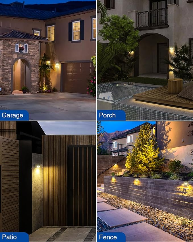 Peasur Solar Lights Outdoor Waterproof, 12Pack 140LED Motion Sensor Lights Solar Powered 3 Modes, Solar Security Fence Lights for Wall Garden Yard Outside(Warm White)-VerdiqueGarden