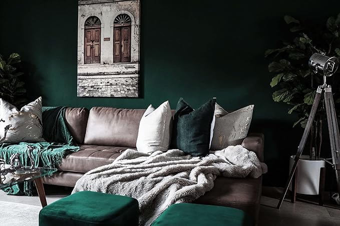 Dimoon 78.7''x17.7'' Dark Green Peel and Stick Wallpaper Contact Paper Modern Self Adhesive Wall Paper Removable Renter Friendly Textured Solid Color Cabinet Vinyl Roll (78.7''x17.7'',Emerald Dark)-VerdiqueGarden