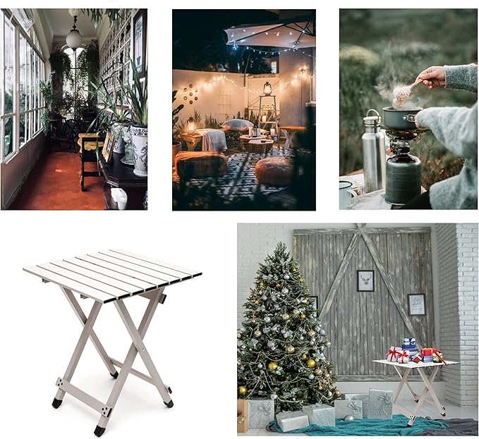 SUNNYFEEL Folding Camping Table - Lightweight Aluminum Portable Picnic Table, 18.5x18.5x24.5 Inch for Cooking, Beach, Hiking, Travel, Fishing, BBQ, Indoor Outdoor Small Foldable Camp Tables-VerdiqueGarden