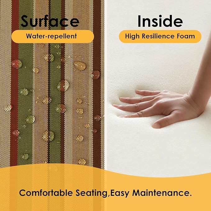 Outdoor Square Corner Seat Cushion, 19"x19"x3", Set of 4, Non Slip Seat Cushion Pads with Removable Cover for Patio Furniture, Garden Yard Lawn, Colorful Stripe-VerdiqueGarden