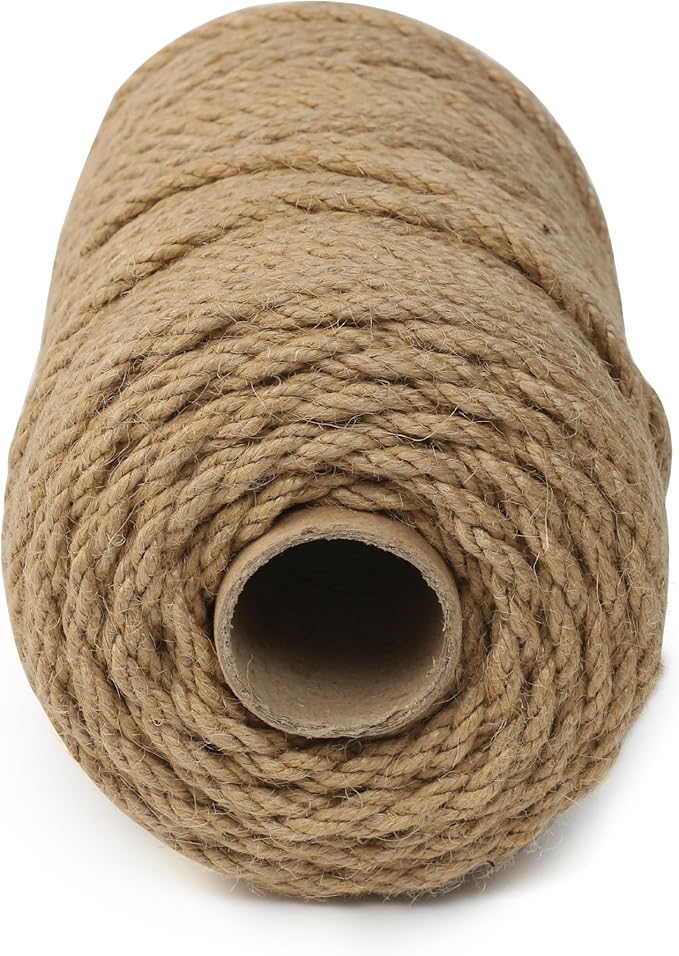 Jute Twine String,328 Feet 5mm Natural Jute Rope,3ply Thin Ribbon Hemp Twine for Gift Wrapping Craft Plant Garden Christmas Handmade Arts Decoration Packing String Home Decor-VerdiqueGarden
