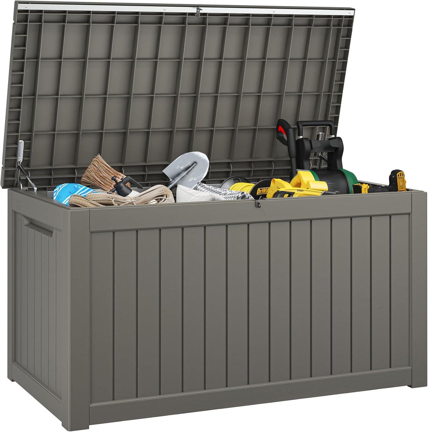 Outdoor Storage Box, 230 Gallon Deck Box, Waterproof and UV Resistant Large Resin Storage Bin, Organization and Storage for Patio Furniture, Outdoor Cushions, Garden Tools, Lockable-VerdiqueGarden