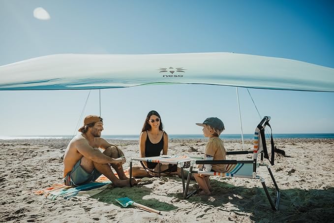 Neso Portable Beach Table with Cup Holders, Cell Phone Pockets, Lightweight for Picnics and Parks (Rainbow)-VerdiqueGarden