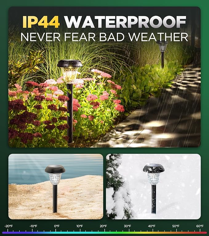 10 Pack Ultra Bright Solar Lights Outdoor Waterproof, from Dusk to Dawn Up to 12H Solar Light for Outside, Auto On/Off Solar Powered Garden Pathway Lights, Landscape Lighting (Cold White)-VerdiqueGarden