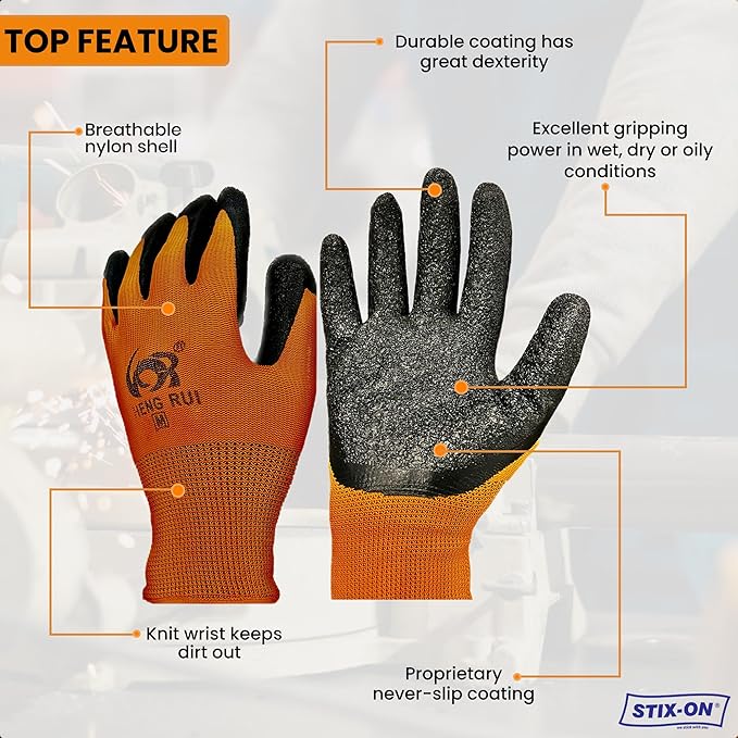 10 OR 20 Pairs Work Gloves–Heavy Duty Rubber Coated Safety Work Gloves–Multipurpose Gloves-VerdiqueGarden