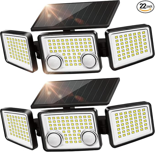 UME Solar Outdoor Lights 3000 Lumen 7000K, 152 LED Super Bright Motion Sensor Outdoor Light with 2 Sensors, IP65 Waterproof 270 Wide Angle Solar Flood Light with 3 Modes for Garden - 2 Pack-VerdiqueGarden