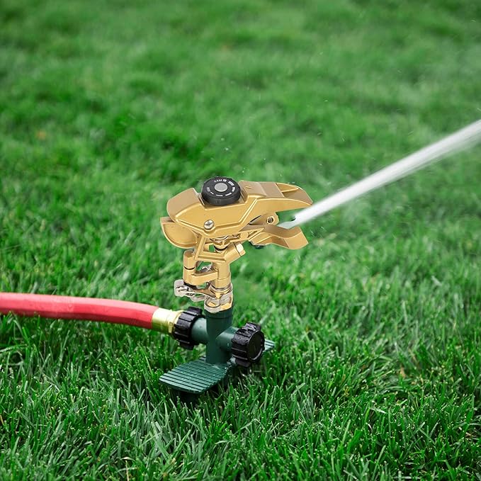 Hourleey 1/2 Inch Zinc Impact Sprinkler, 2 Pack Heavy Duty Lawn Sprinkler Head with Nozzles, Adjustable 0-360 Degree Impulse Watering Sprinklers for Large Coverage Garden Grass Yard Irrigation-VerdiqueGarden