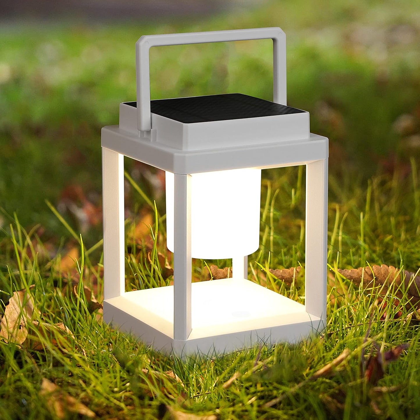 LETRY Outdoor Table Lamp, 3-Level Brightness LED Nightstand Lantern, Portable Rechargeable Solar Lamp IP44 Waterproof, Touch Control Outdoor Cordless Lantern for Patio/Walking/Reading/Camping-VerdiqueGarden