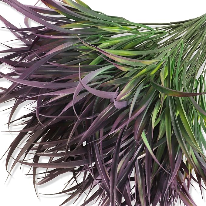 Ouddy Decor 16 Bundles Artificial Plants Outdoor Fake Grass Greenery Stems UV Resistant Faux Plastic Shrubs for Autumn Garden Pathway Front Porch Home Harvest Thanksgiving Halloween Decor, Purple-VerdiqueGarden