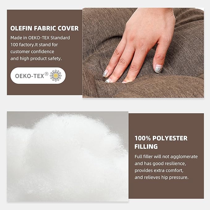 RACE LEAF Patio Chair Cushions 17x17 4 Pack, Thickened Heavy Duty Outdoor Cushions Stain & Water Resistant Non-Slip Ties Tufted (Brown)-VerdiqueGarden