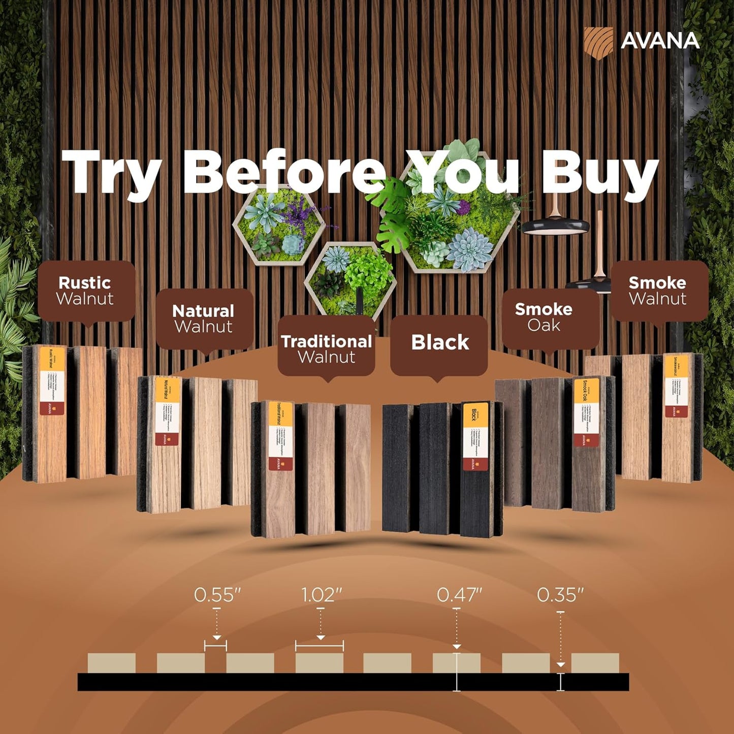 Avana Acoustic Wall Panels Color Samples Pack - Premium Wood Panels for Wall Decor - Interior Sound Proofing and Acoustic Panels-VerdiqueGarden