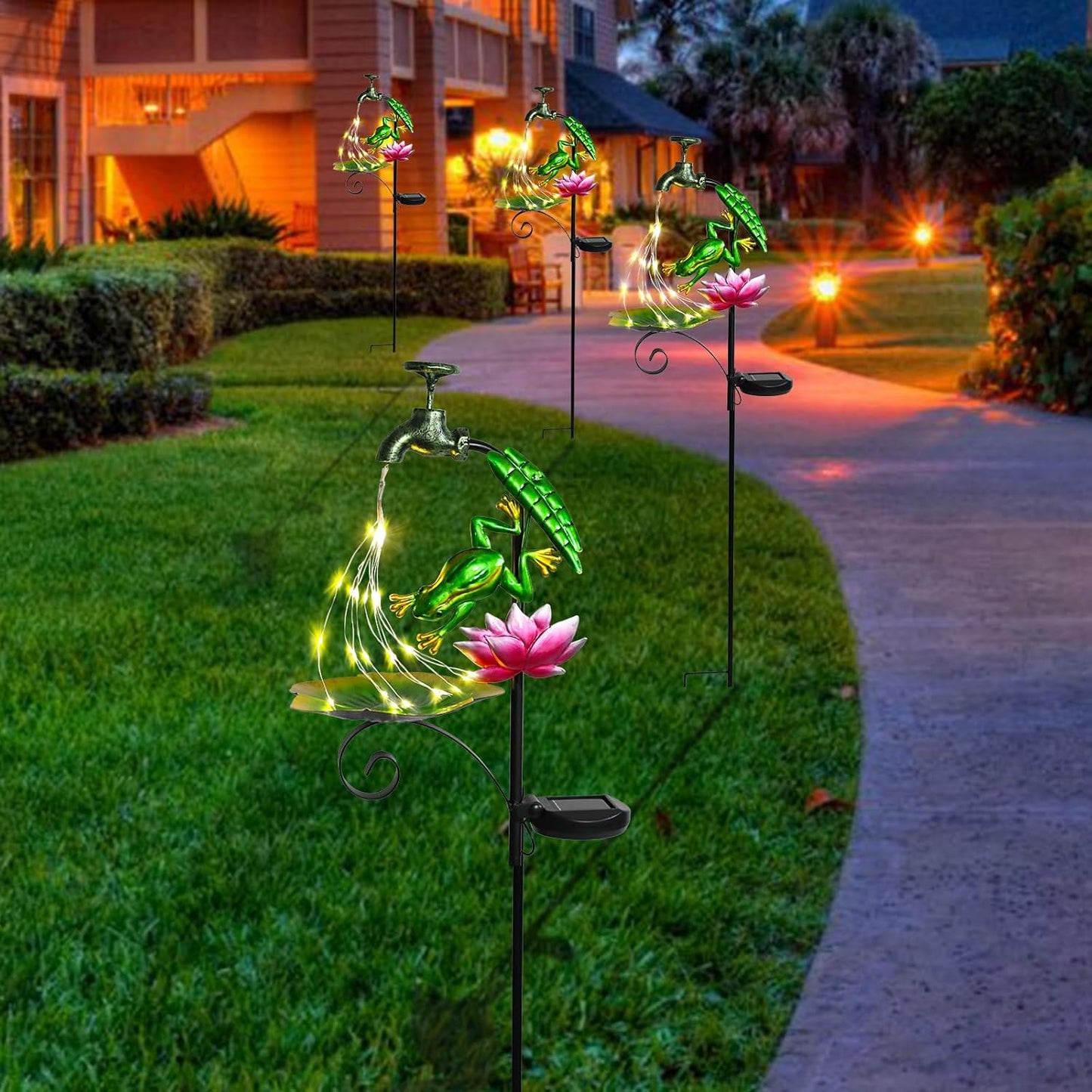 Bshine Frog Solar Outdoor Garden Lights, Waterproof Metal Solar Garden Stakes for Pathways, Poolside, Backyard Decorations, Yard Art, Lawn Decorations, Frog Gift for Mom-VerdiqueGarden