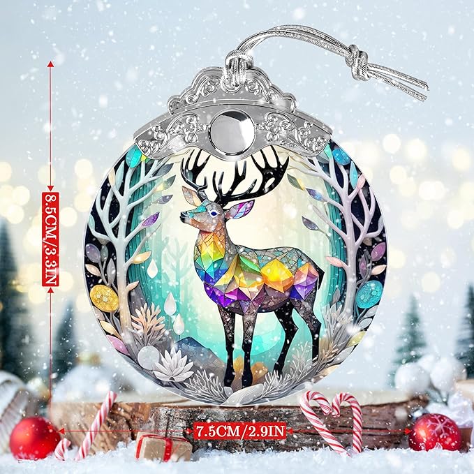 Stained Glass Suncatcher, Jocidea Deer Ornament, Christmas Ornaments, Holidays Ornaments, Christmas Tree Decor, Deer Decor for Home, Deer Gifts-VerdiqueGarden