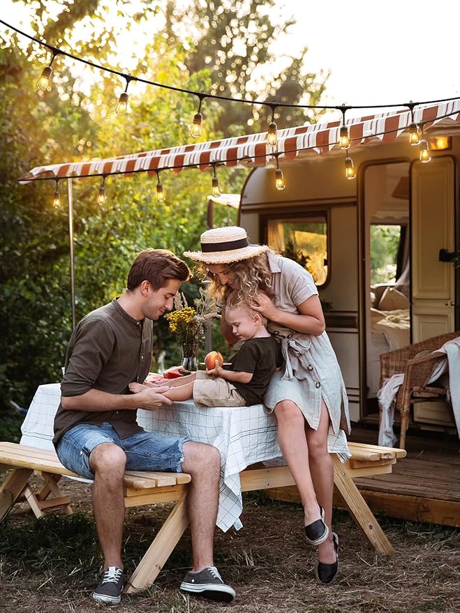 addlon 48 FT Outdoor String Lights Commercial Grade Weatherproof Strand, 18 Edison Vintage Bulbs, 15 Hanging Sockets (3 Spare Bulbs), ETL Listed Heavy-Duty Decorative Christmas Lights for Patio Garden-VerdiqueGarden