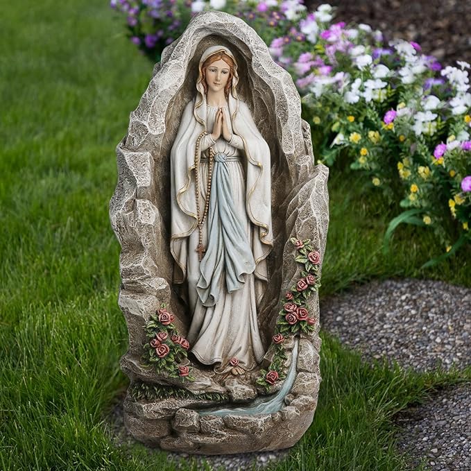 Our Lady of Lourdes Statue - 18 Inches Virgin Mary Statue Catholic Garden Decor, Our Lady of Lourdes Grotto Sculpture for Home Yard Patio Lawn Hallway Decor-VerdiqueGarden
