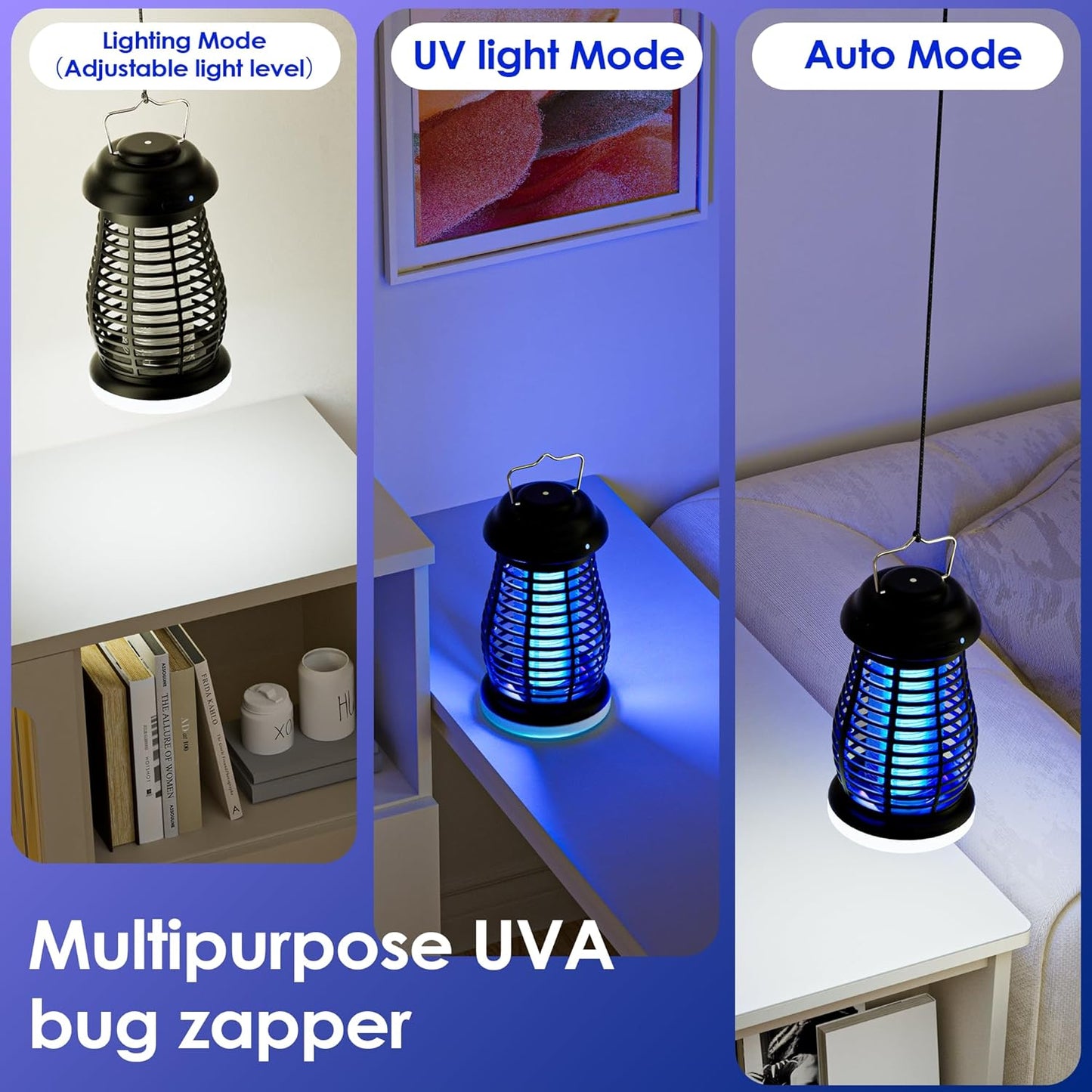 Bug Zapper Outdoor & Indoor, Mosquito Repellent Outdoor Patio, Portable & Rechargeable Fly Trap, IP67 Waterproof, Mosquito Repellent for Patio,Lawn & Garden, Camping, Kitchen, Home-VerdiqueGarden