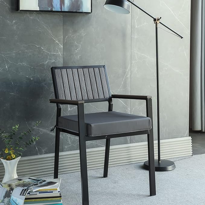 Patio Chair Cushions Set of 2 Non Slip Bottom Chair Pad with Ties Waterproof Square Outdoor Seat Cushion Replacement for Garden Swing Furniture 20x20 Inch, Gray-VerdiqueGarden