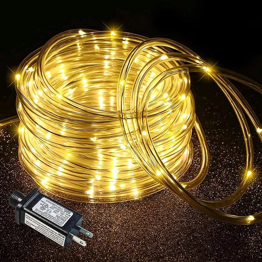 Rope Lights for Outside, 66FT 200 LED Rope Lights Outdoor/Indoor with Waterproof 8 Modes, Connectable Plug in Christmas Tree Light for Bedroom Pool Garden Party Holiday Decorations, Warm White-VerdiqueGarden