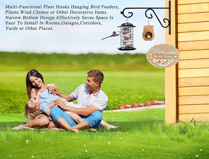 Hanging Basket Hooks 2Pcs Plant Hook,Hanging Plant Hanger Outdoor 9in Metal Plant Bracket for Hanging Flower Baskets,Planters,Lanterns,Wind Chimes-VerdiqueGarden